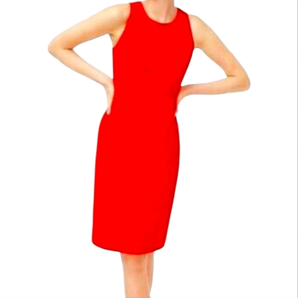 J. Crew Elegant Red Sleeveless Sheath Academia Dress Size 4